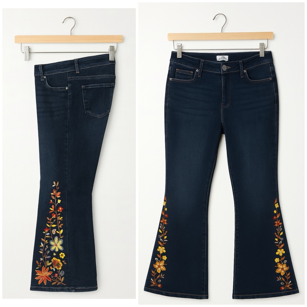 Embroidery Jeans - Embroidery Jeans- Boho